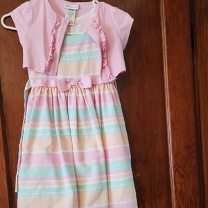 Rare Editions Pink and Green Pleated Sundress